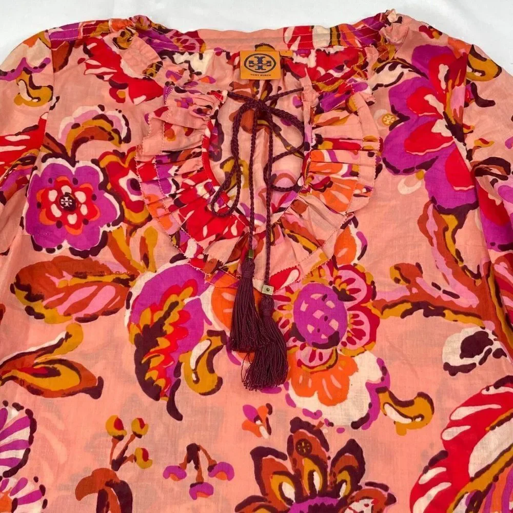 Tory Burch Gwenna Tassel Tie Floral Blouse
